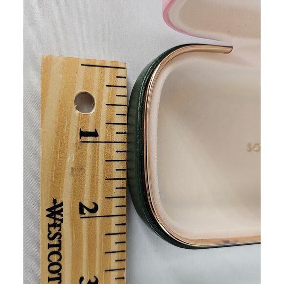 KATE SPADE PINK GREEN SUNGLASSES CASE W/ CLOTH HARD SHELL DESIGNER STYLE - Picture 7 of 9